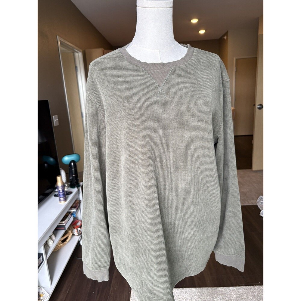 Goodiellow . Men's Long Sleeve Gravel olive green  Waffle Top Size Large